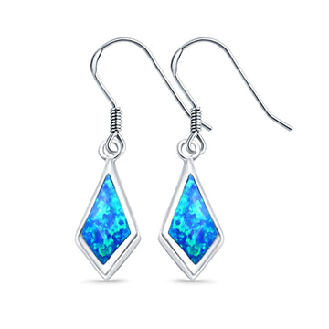 Drop Dangle Earrings Lab Created Blue Opal 925 Sterling Silver(22mm)